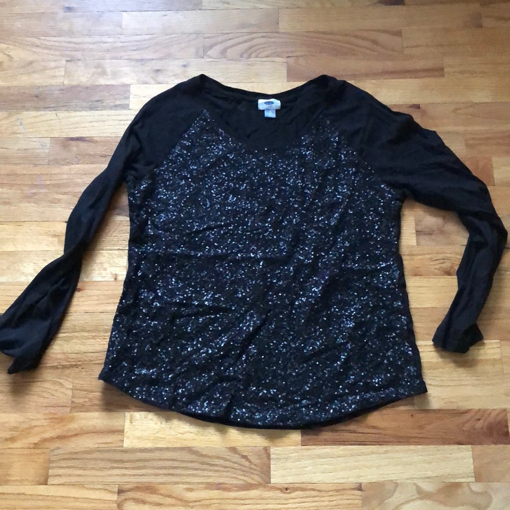 Old Navy Sequin Baseball Style Knit Top